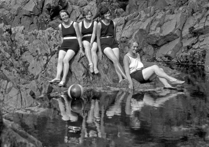 Framed Print : Four women in swimsuits Framed Print : Four women in swimsuits