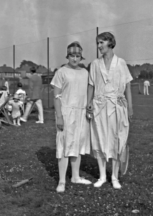 Framed Print : Two women at a tennis club Framed Print : Two women at a tennis club