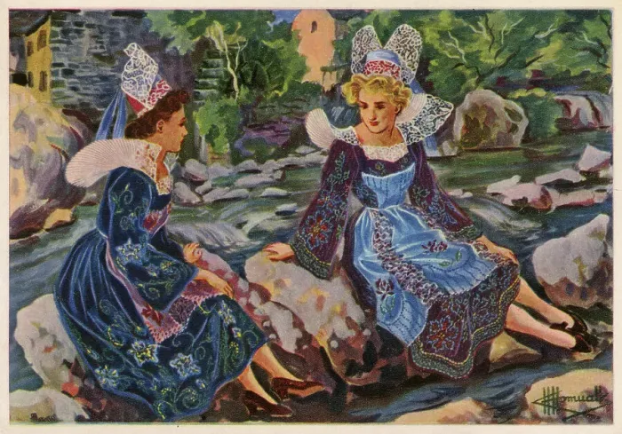 Framed Print : Two Women in traditional local costume - Pont-Aven, Brittany Framed Print : Two Women in traditional local costume - Pont-Aven, Brittany