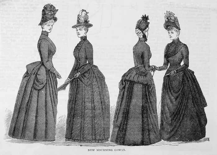 Framed Print : Women in Victorian mourning fashions Framed Print : Women in Victorian mourning fashions