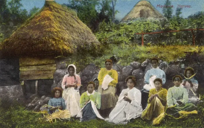 Framed Print : Women Villagers weaving - Madeira, Portugal Framed Print : Women Villagers weaving - Madeira, Portugal