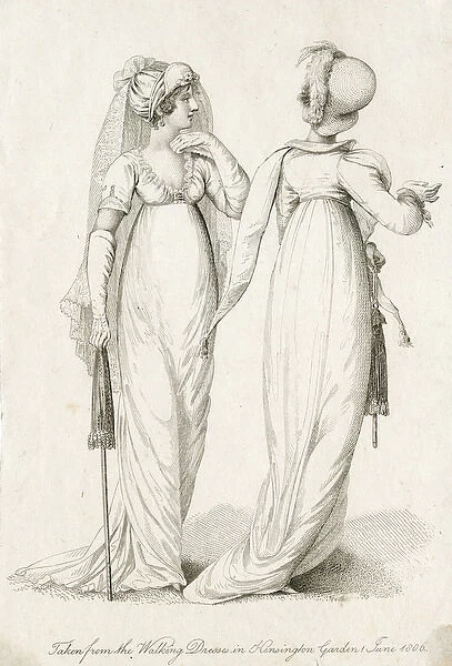 Two women in walking dresses, Kensington Gardens