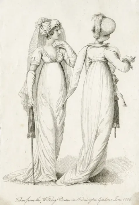 Framed Print : Two women in walking dresses, Kensington Gardens Framed Print : Two women in walking dresses, Kensington Gardens