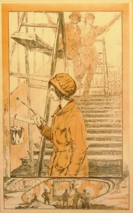 Framed Print : Women War Work WW1 Women Painters Framed Print : Women War Work WW1 Women Painters