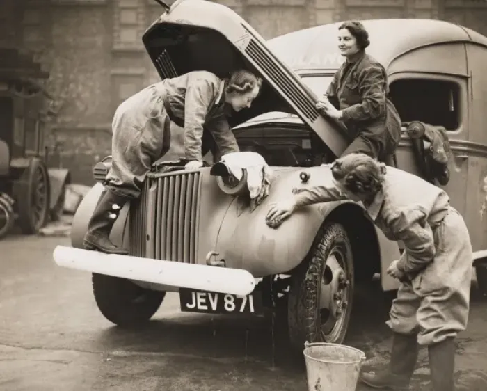 Framed Print : Women washing an ambulance WWII Framed Print : Women washing an ambulance WWII