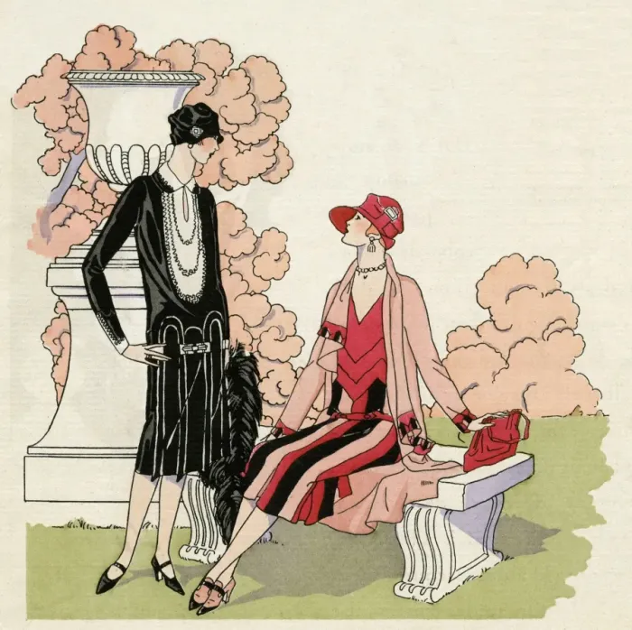 Framed Print : Two women wearing afternoon dresses 1926 Framed Print : Two women wearing afternoon dresses 1926