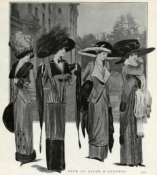 Four women wearing autumn jackets 1910