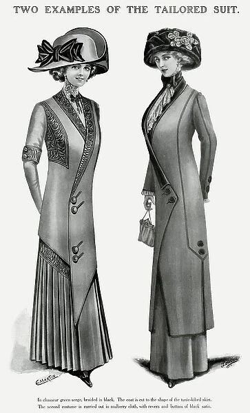 Two women wearing tailored suits 1909