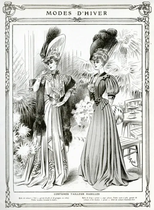 Framed Print : Women wearing tailored winter suits 1905 Framed Print : Women wearing tailored winter suits 1905