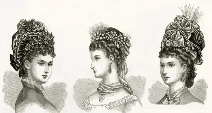 Framed Print : Women wearing victorain headwear 1875 Framed Print : Women wearing victorain headwear 1875