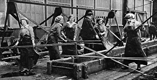 Women workers at a naval ship-building yard
