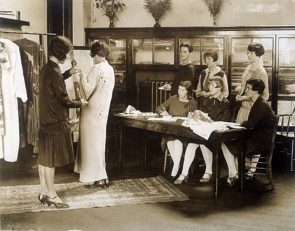 Women Working. Girls learning the art of salesmanship at the Westminster