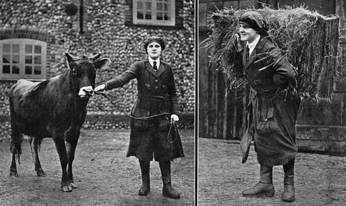 Framed Print : Women working land in Cley, Norfolk, WW1 Framed Print : Women working land in Cley, Norfolk, WW1