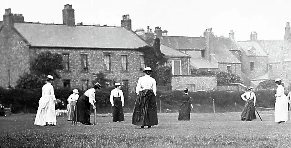 Women's cricket match, Victorian period