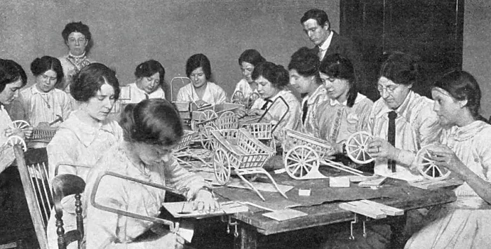 Framed Print : Womens Emergency Corps making toys, WW1 Framed Print : Womens Emergency Corps making toys, WW1