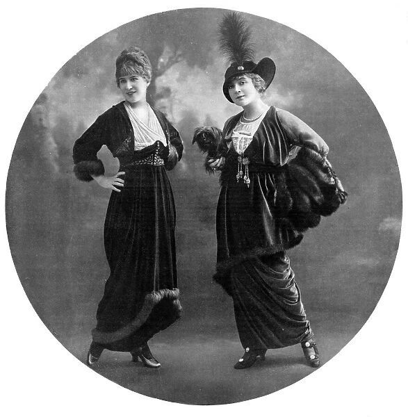 Womens fashion in velvet and fur, 1913