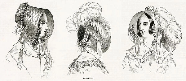 Womens fashionable bonnets 1844