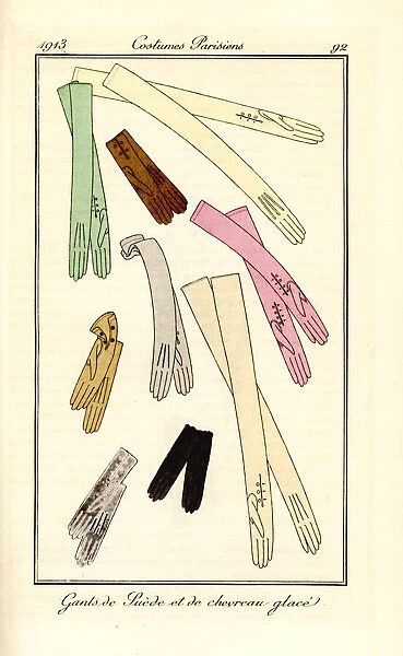 Women's gloves in suede and kid skin, 1913