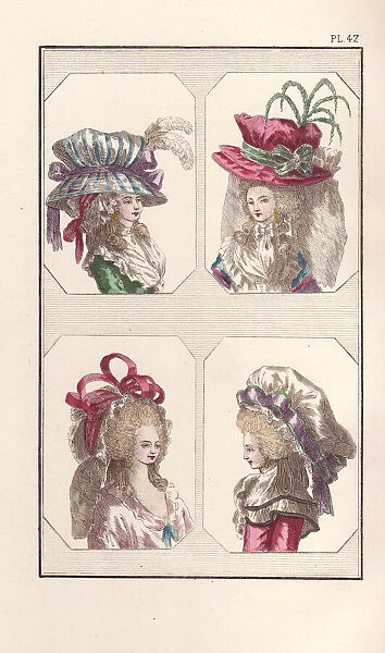 Womens hats and bonnets of 1787