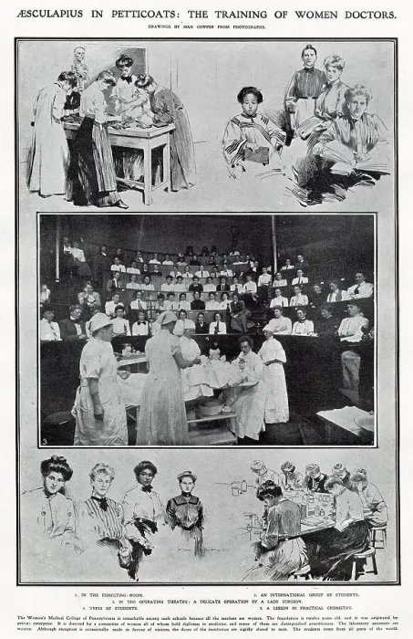 Framed Print : Women's Medical College of Pennsylvania, originally a private enterprise with women teachers, closed to men. Date: 1907 Framed Print : Women's Medical College of Pennsylvania, originally a private enterprise with women teachers, closed to men. Date: 1907
