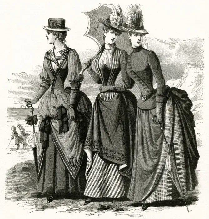 Framed Print : Womens seaside clothing 1886 Framed Print : Womens seaside clothing 1886