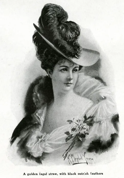 Framed Print : Womens straw hat with ostrich feather 1905