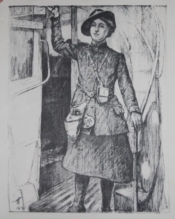 Framed Print : Womens War Work WW1 Bus Conductress Framed Print : Womens War Work WW1 Bus Conductress