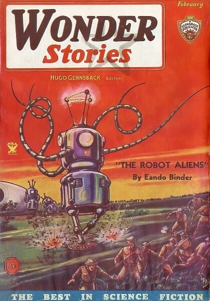Wonder Stories Scifi Magazine Cover, Robot Aliens