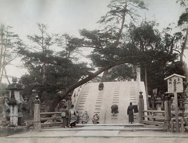 Wooden barrel bridge Kameido Temple, Tokyo, Japan