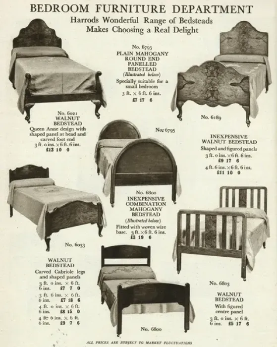 Framed Print : Wooden bedsteads 1929 Framed Print : Wooden bedsteads 1929