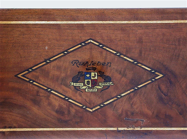 Wooden box with Ruhleben Internment Camp coat of arms