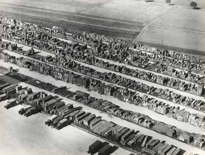 Framed Print : Wooden Crates in the Open During the Berlin Airlift at t? Framed Print : Wooden Crates in the Open During the Berlin Airlift at t?