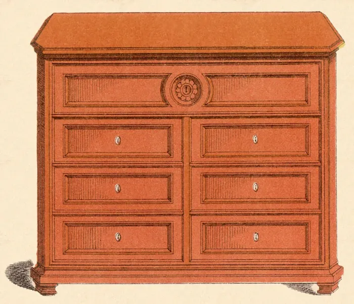 Framed Print : Wooden Dresser Date: 1880 Framed Print : Wooden Dresser Date: 1880