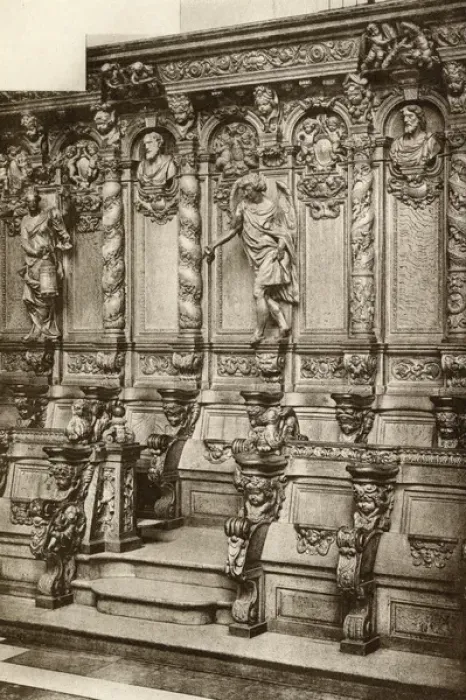 Framed Print : Wooden stalls in primary church, Vilvorde, Belgium Framed Print : Wooden stalls in primary church, Vilvorde, Belgium