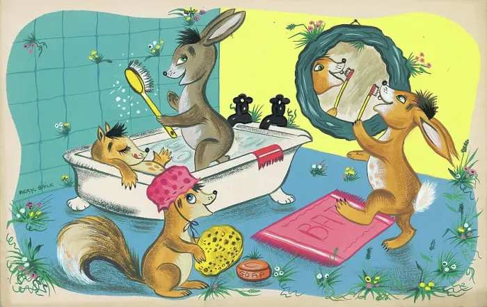 Framed Print : Woodland animals as children playing Framed Print : Woodland animals as children playing