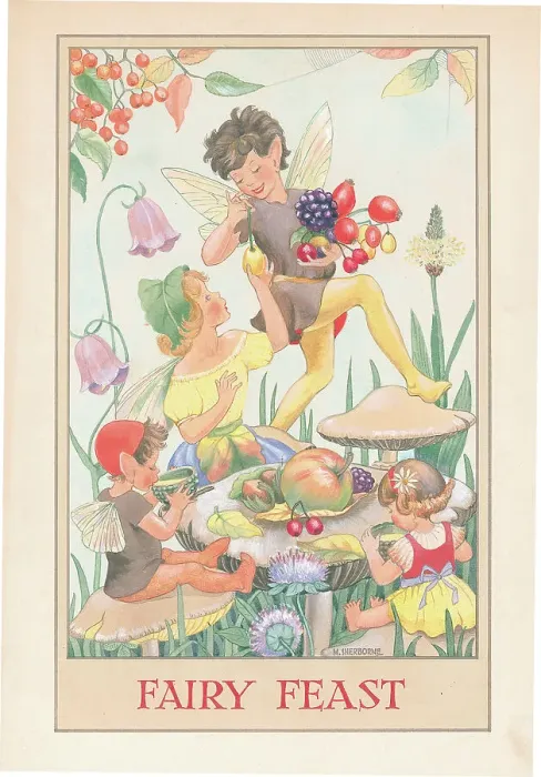 Framed Print : Woodland Fairies Children's Postcard design Watercolour Framed Print : Woodland Fairies Children's Postcard design Watercolour