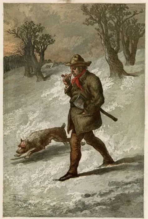 Framed Print : WOODMAN & DOG IN SNOW WOODMAN & DOG IN SNOW Framed Print : WOODMAN & DOG IN SNOW WOODMAN & DOG IN SNOW