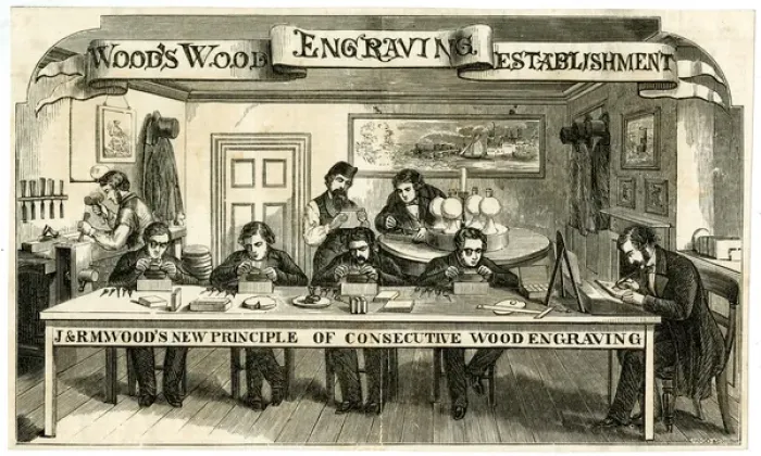 Framed Print : Woods Wood Engraving Establishment Framed Print : Woods Wood Engraving Establishment