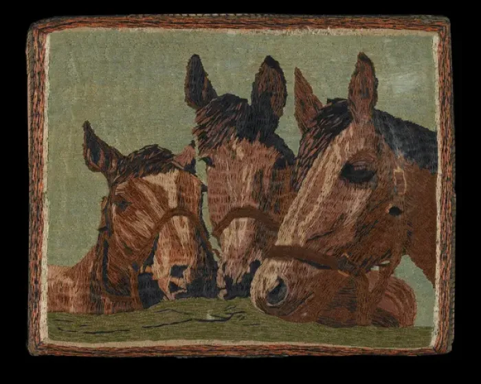 Framed Print : Woollen embroidery on part of army shirt, 1945 Framed Print : Woollen embroidery on part of army shirt, 1945