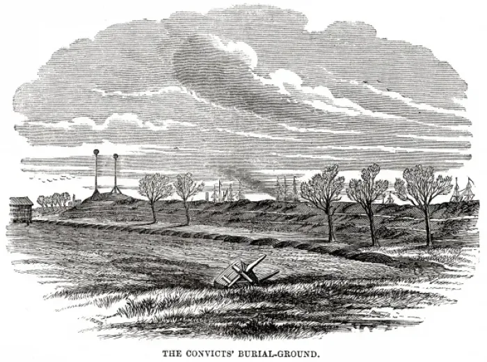 Framed Print : Woolwich hulks - convicts burial ground Framed Print : Woolwich hulks - convicts burial ground