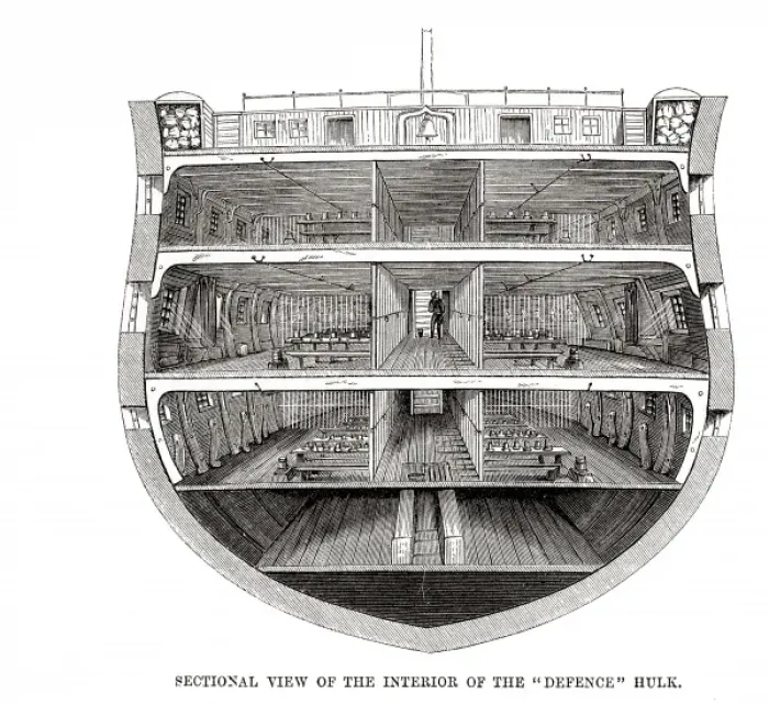 Framed Print : Woolwich hulks - interior view of Defence Framed Print : Woolwich hulks - interior view of Defence