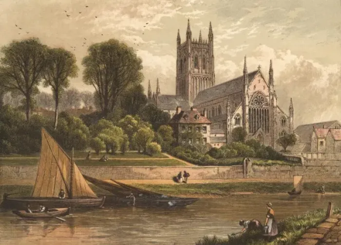 Framed Print : Worcester Cathedral 1870 Framed Print : Worcester Cathedral 1870