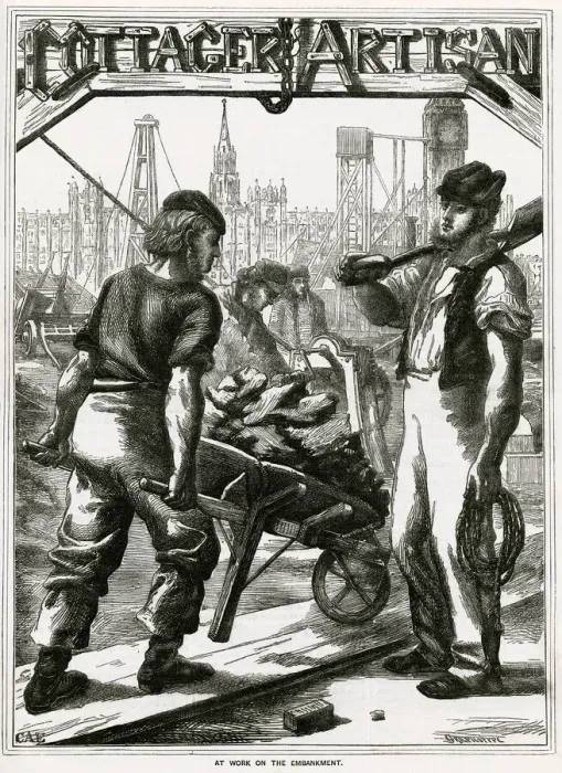 Framed Print : Work at the Embankment, London 1868 Framed Print : Work at the Embankment, London 1868