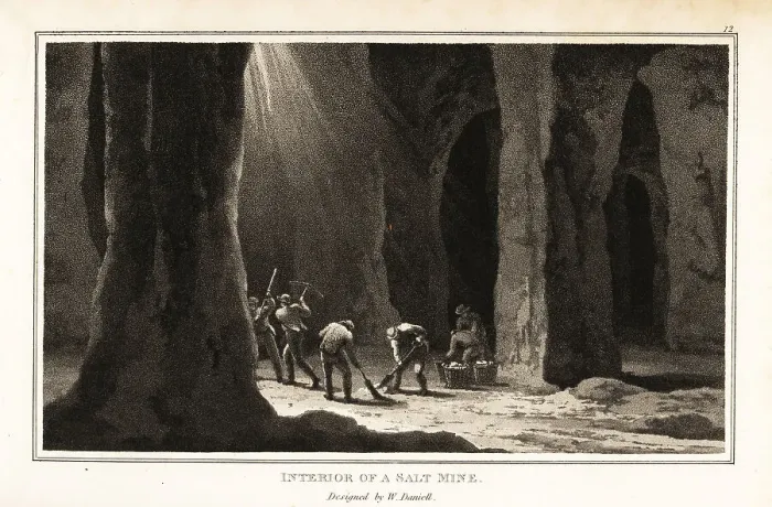 Framed Print : Workers mining rock salt in Northwich, Cheshire