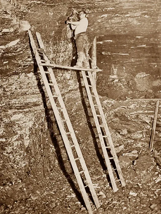Framed Print : Working a high seam in a coal mine Framed Print : Working a high seam in a coal mine