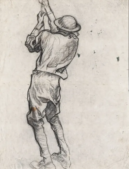 Framed Print : Working Soldier, by Frank Brangwyn Framed Print : Working Soldier, by Frank Brangwyn