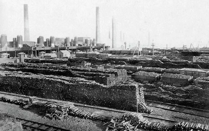 Framed Print : Workington Steel Works Pig Iron Stacks early 1900s Framed Print : Workington Steel Works Pig Iron Stacks early 1900s