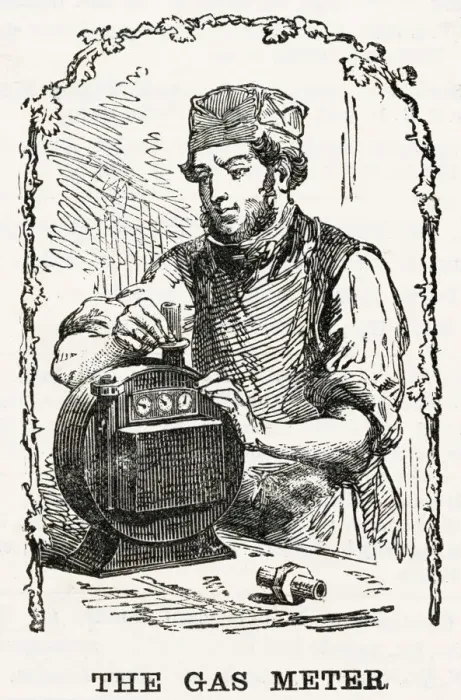 Framed Print : Workman assembling a gas meter Framed Print : Workman assembling a gas meter
