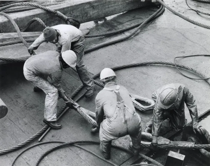 Framed Print : Workmen on oil rig supply ship off The Lizard, Cornwall Framed Print : Workmen on oil rig supply ship off The Lizard, Cornwall