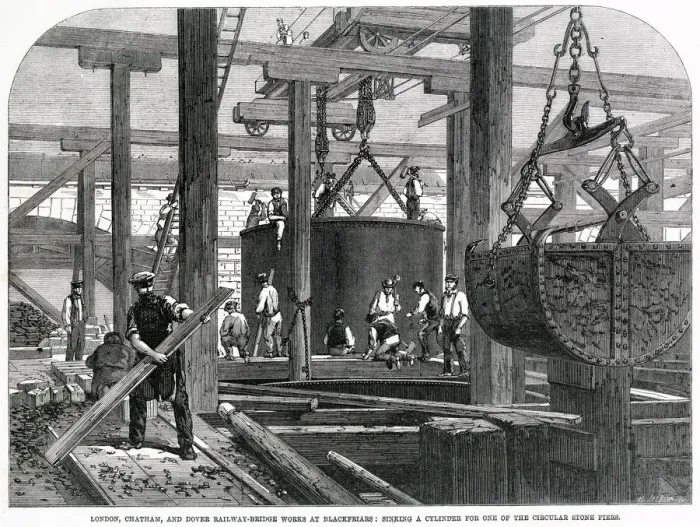 Framed Print : The works for the London, Chatham and Dover Railway Bridge at Blackfriars, London Framed Print : The works for the London, Chatham and Dover Railway Bridge at Blackfriars, London